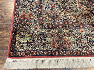 Karastan Multicolor Panel Kirman Rug #717, Wool Karastan Rug 8.8 x 10.6, Vintage Multipanel Kirman, Original Karastan Collection 700 Series