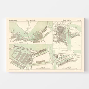 Vintage Map of Amsterdam, Netherlands 1886