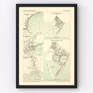 Vintage Map of Dover, England 1884