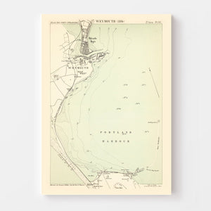 Vintage Map of Weymouth, England 1884