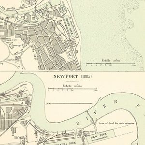 Vintage Map of Swansea, Wales 1885
