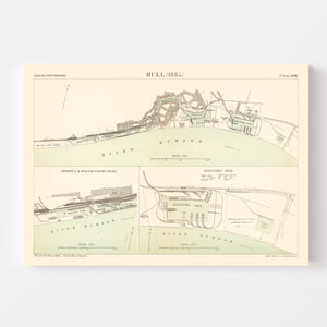 Vintage Map of Hull, England 1885