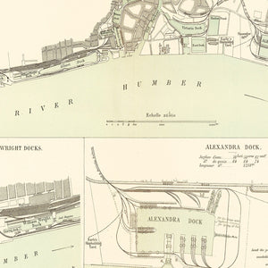 Vintage Map of Hull, England 1885
