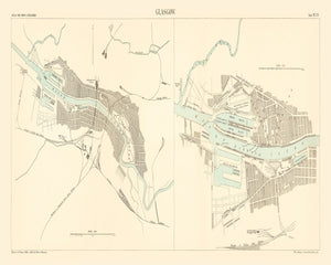 Vintage Map of Glasgow, England 1886