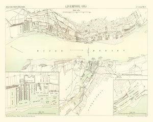 Vintage Map of Liverpool, England 1885