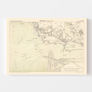 Vintage Map of Porto, Portugal 1884