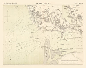 Vintage Map of Porto, Portugal 1884