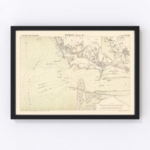 Vintage Map of Porto, Portugal 1884