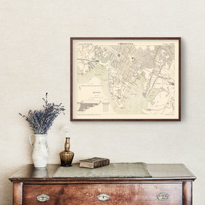 Vintage Map of Copenhagen, Denmark 1884