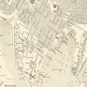 Vintage Map of Copenhagen, Denmark 1884