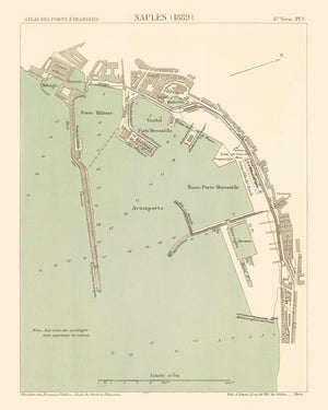Vintage Map of Naples, Italy 1889
