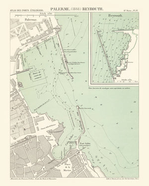 Vintage Map of Palermo, Italy 1888