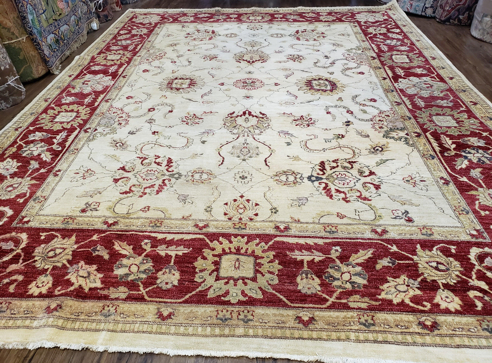 9x12 Rug, Peshawar Rug, Room Sized Rug, Pakistani Rug, Oushak Rug, Vintage Rug, Dining Room Rug, 9x12 Area Rugs, Neutral Rug, Nursery Decor