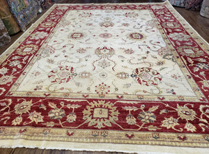 9x12 Rug, Peshawar Rug, Room Sized Rug, Pakistani Rug, Oushak Rug, Vintage Rug, Dining Room Rug, 9x12 Area Rugs, Neutral Rug, Nursery Decor