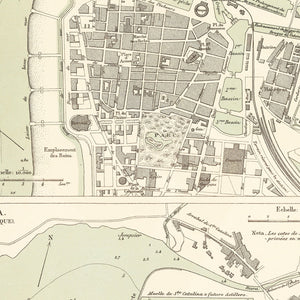 Vintage Map of Ostend, Belgium 1889
