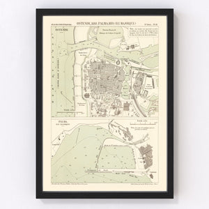 Vintage Map of Ostend, Belgium 1889