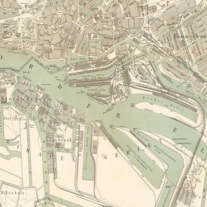 Vintage Map of Hamburg, Germany 1889