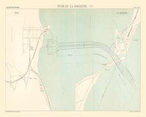 Vintage Map of Tunis, Tunisia 1888