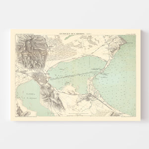 Vintage Map of Tunis, Tunisia 1888
