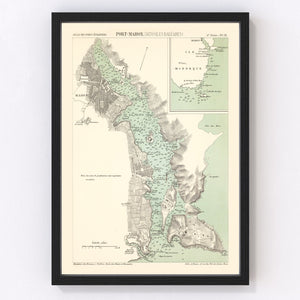Vintage Map of Mahón, Spain 1878