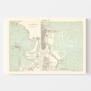 Vintage Map of Cadix, Spain 1888