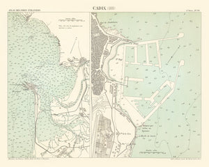Vintage Map of Cadix, Spain 1888