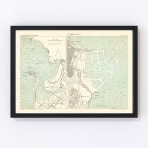 Vintage Map of Cadix, Spain 1888