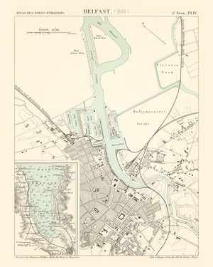 Vintage Map of Belfast, Ireland 1888