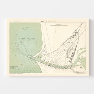 Vintage Map of Liepaja, Latvia 1879