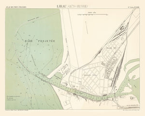 Vintage Map of Liepaja, Latvia 1879