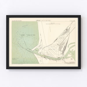 Vintage Map of Liepaja, Latvia 1879