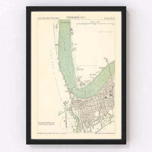Vintage Map of Shanghai, China 1880