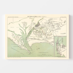 Vintage Map of Karachi, Pakistan 1888
