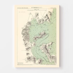 Vintage Map of St. Thomas, 1873