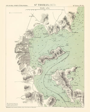 Vintage Map of St. Thomas, 1873