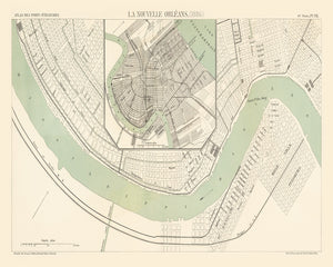 Vintage Map of New Orleans, Louisiana 1886