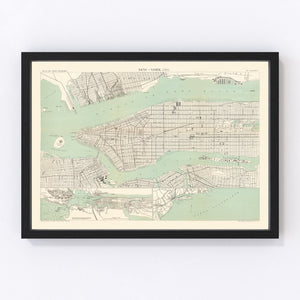 Vintage Map of New York, New York 1886