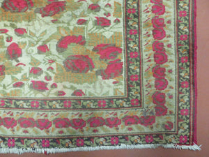 5' X 6' Antique Handmade India Floral Oriental Wool Rug Roses Flowers Traditional Contemporary Design