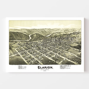 Vintage Map of Clarion, Pennsylvania 1896