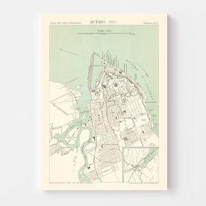 Vintage Map of Québec, Canada 1882