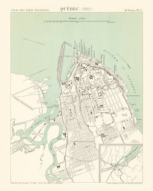 Vintage Map of Québec, Canada 1882