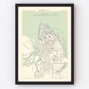Vintage Map of Québec, Canada 1882