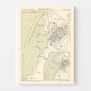 Vintage Map of Skikda, Algeria 1886