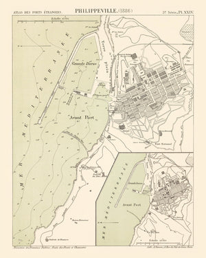 Vintage Map of Skikda, Algeria 1886