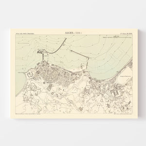 Vintage Map of Algiers, Algeria 1886
