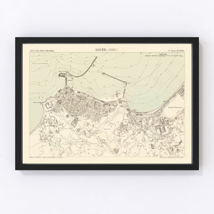 Vintage Map of Algiers, Algeria 1886