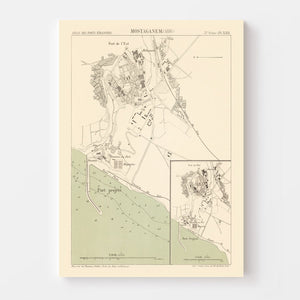 Vintage Map of Mostaganem, Algeria 1886
