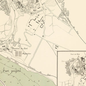 Vintage Map of Mostaganem, Algeria 1886