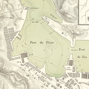 Vintage Map of Piraeus, Greece 1886