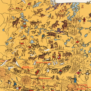 Vintage Animated Map of Saskatchewan, Canada 1929